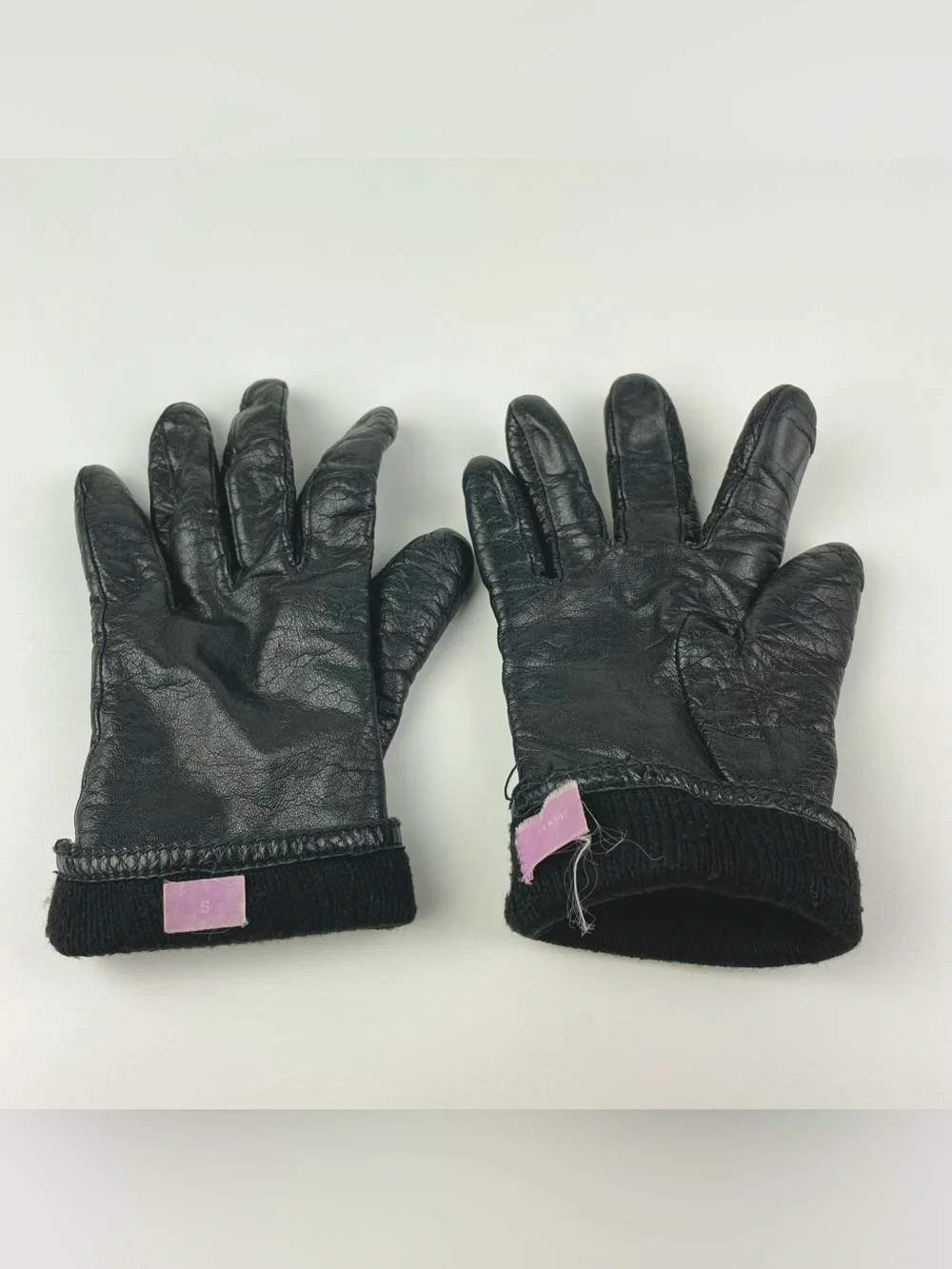 VTG Black Leather Women's Small Lined Driving Gloves Minimalist Classic Pull-On